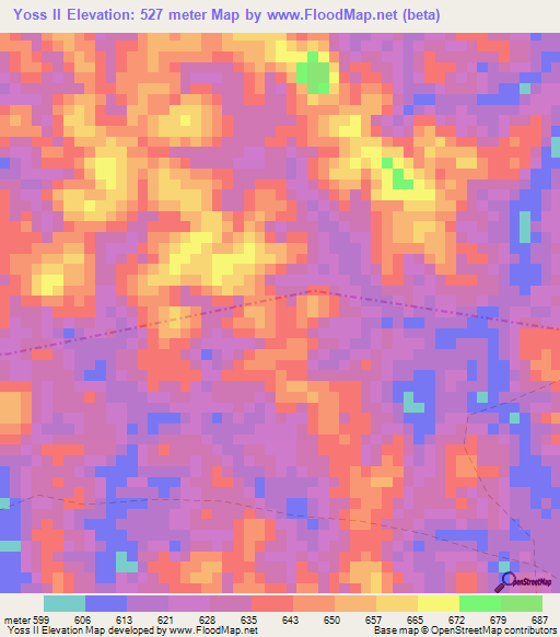 Yoss II,Gabon Elevation Map