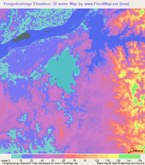 Yongodoulongo,Gabon Elevation Map