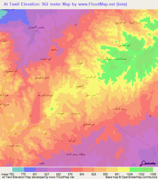 At Tawil,Syria Elevation Map