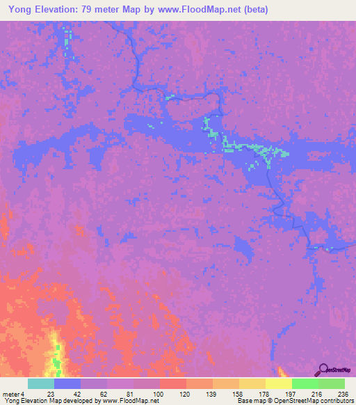 Yong,Gabon Elevation Map