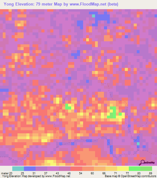 Yong,Gabon Elevation Map