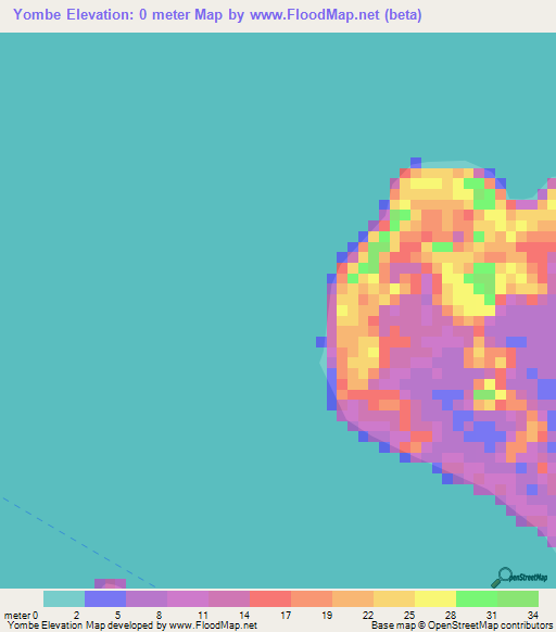 Yombe,Gabon Elevation Map