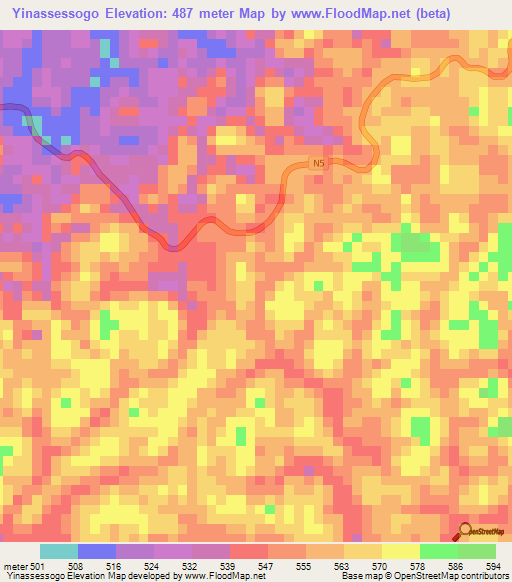 Yinassessogo,Gabon Elevation Map