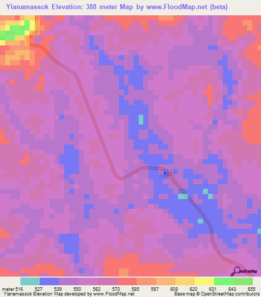 Yianamassok,Gabon Elevation Map