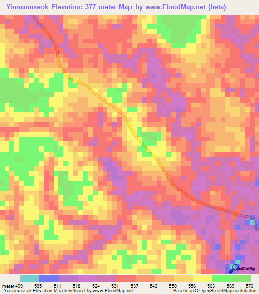 Yianamassok,Gabon Elevation Map