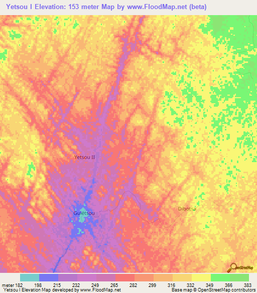Yetsou I,Gabon Elevation Map