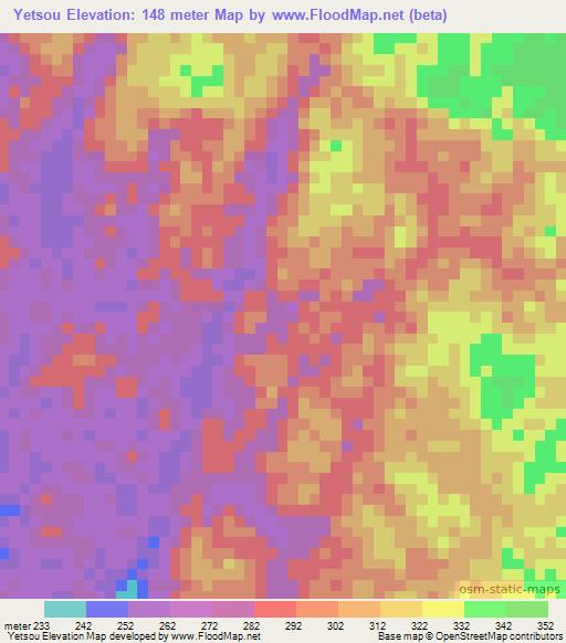 Yetsou,Gabon Elevation Map