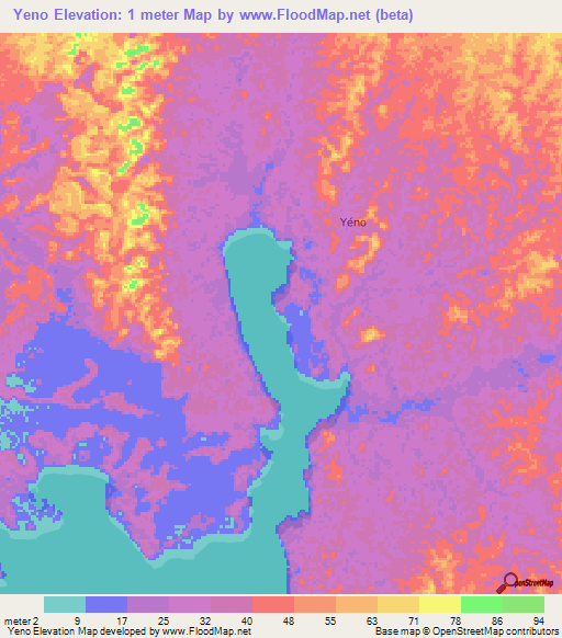 Yeno,Gabon Elevation Map