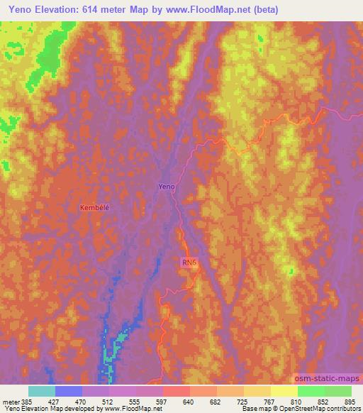 Yeno,Gabon Elevation Map