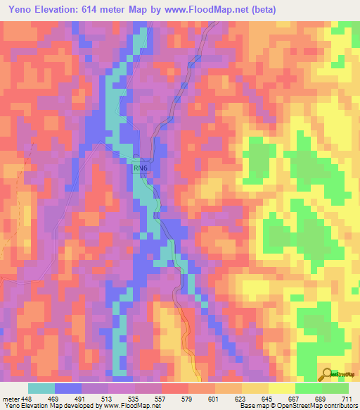 Yeno,Gabon Elevation Map