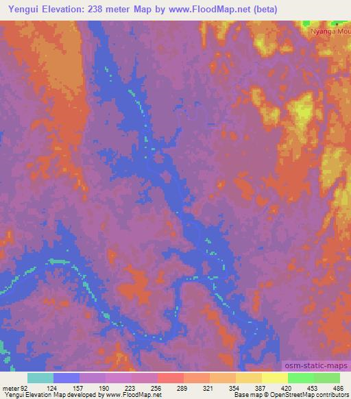 Yengui,Gabon Elevation Map