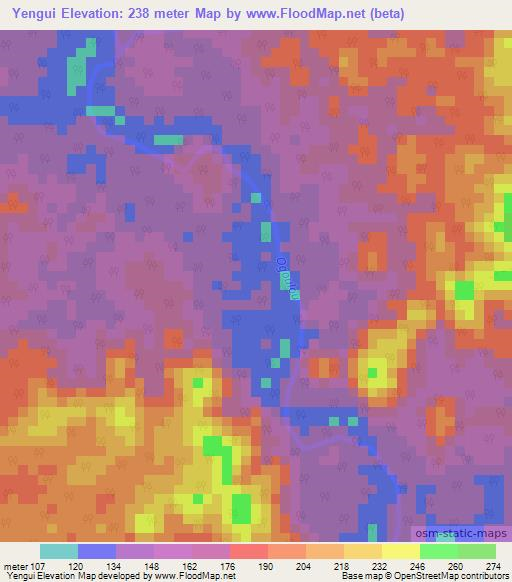 Yengui,Gabon Elevation Map