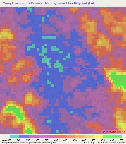 Yeng,Gabon Elevation Map