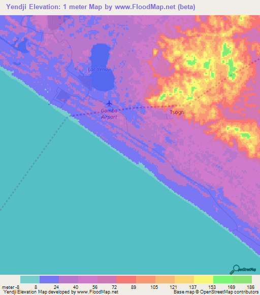 Yendji,Gabon Elevation Map