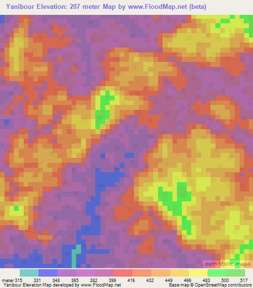 Yanibour,Gabon Elevation Map