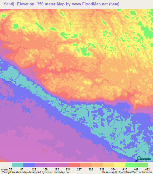 Yandji,Gabon Elevation Map