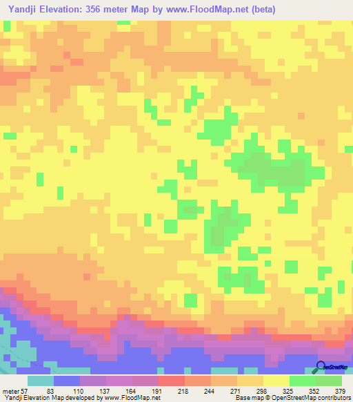 Yandji,Gabon Elevation Map