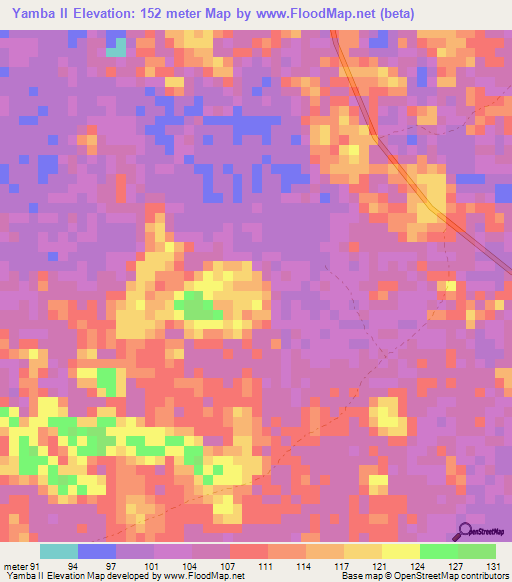 Yamba II,Gabon Elevation Map