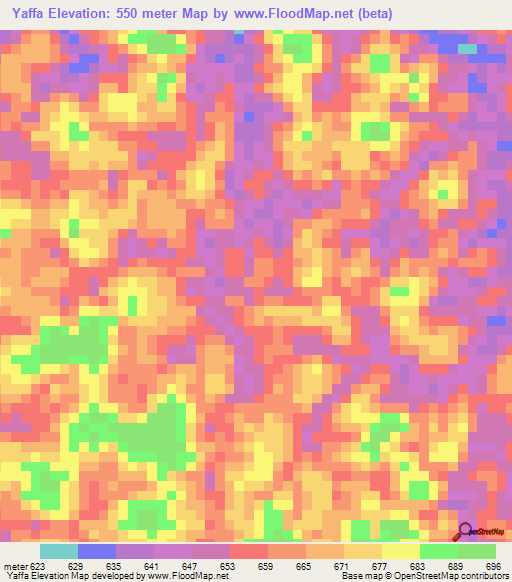 Yaffa,Gabon Elevation Map