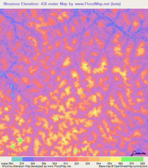 Woumou,Gabon Elevation Map