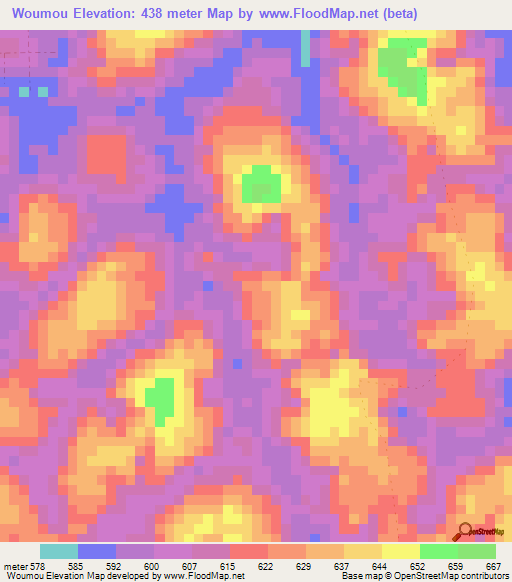 Woumou,Gabon Elevation Map