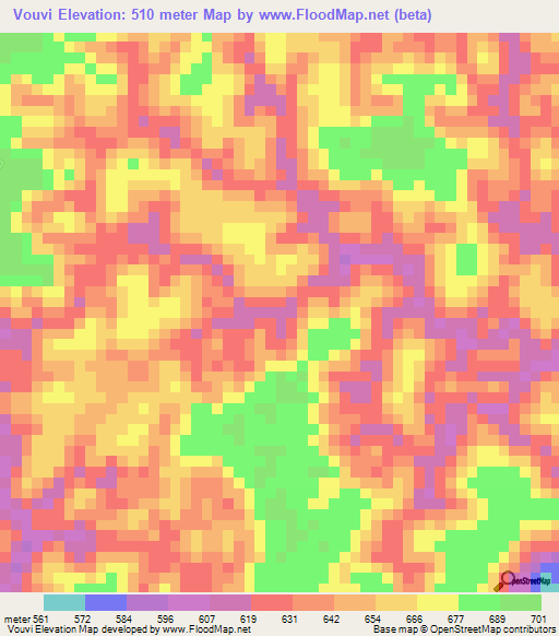 Vouvi,Gabon Elevation Map