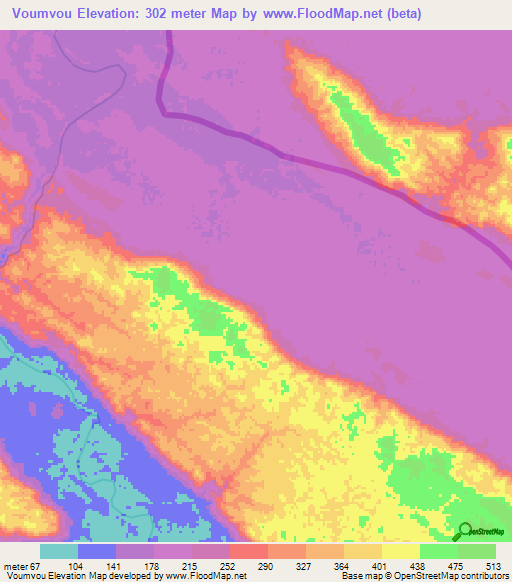 Voumvou,Gabon Elevation Map