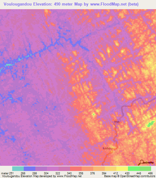 Voulougandou,Gabon Elevation Map