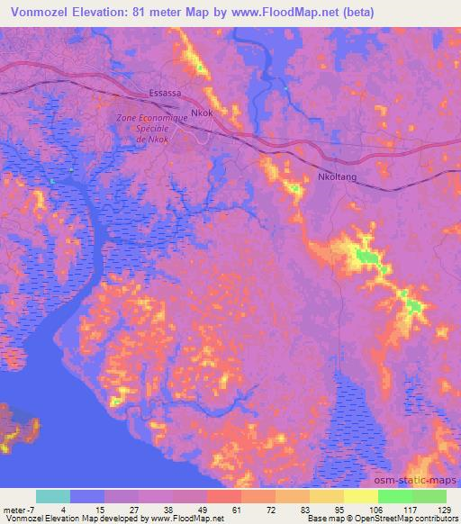 Vonmozel,Gabon Elevation Map
