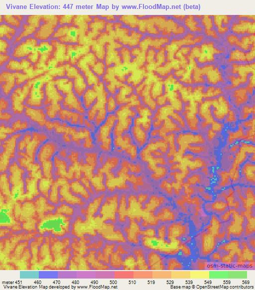 Vivane,Gabon Elevation Map