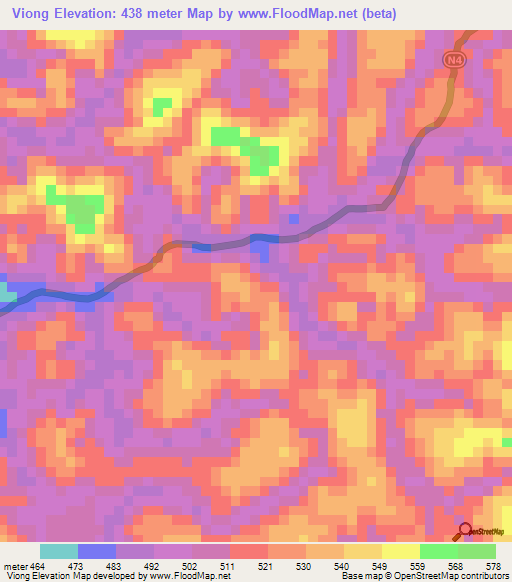Viong,Gabon Elevation Map