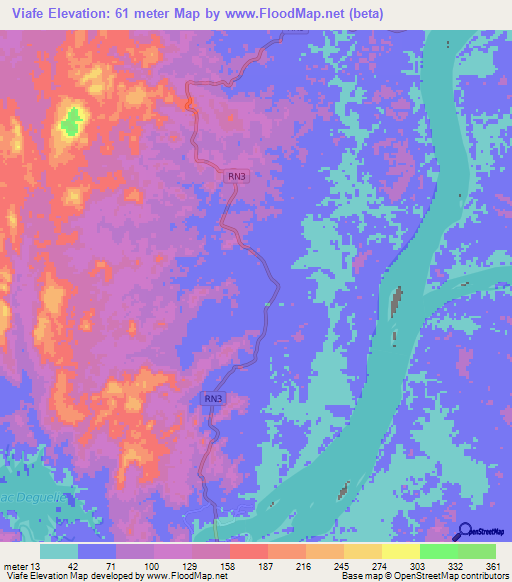 Viafe,Gabon Elevation Map