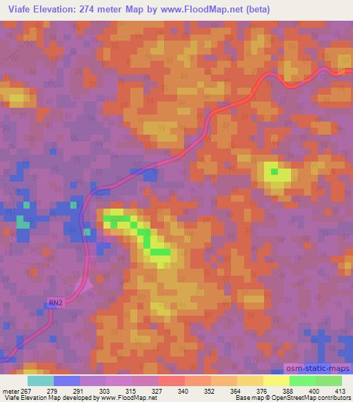 Viafe,Gabon Elevation Map