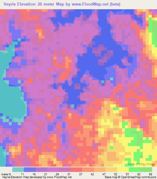 Veyrie,Gabon Elevation Map