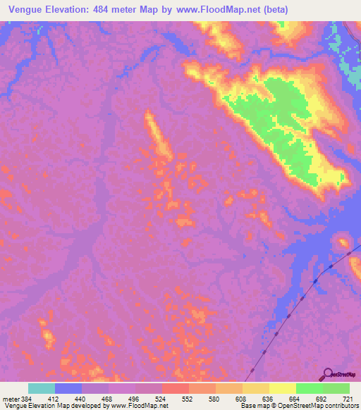 Vengue,Gabon Elevation Map