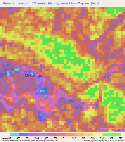 Venelle,Gabon Elevation Map