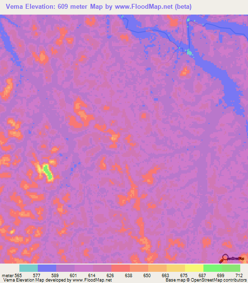 Vema,Gabon Elevation Map