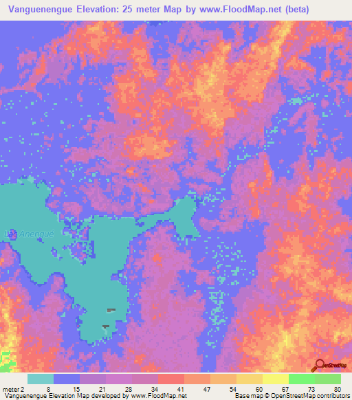 Vanguenengue,Gabon Elevation Map