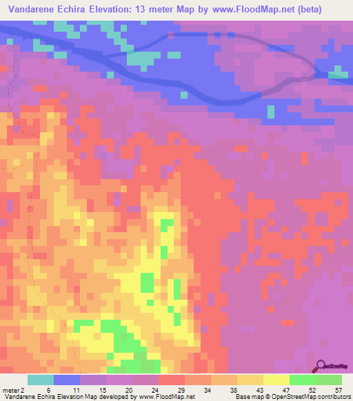 Vandarene Echira,Gabon Elevation Map