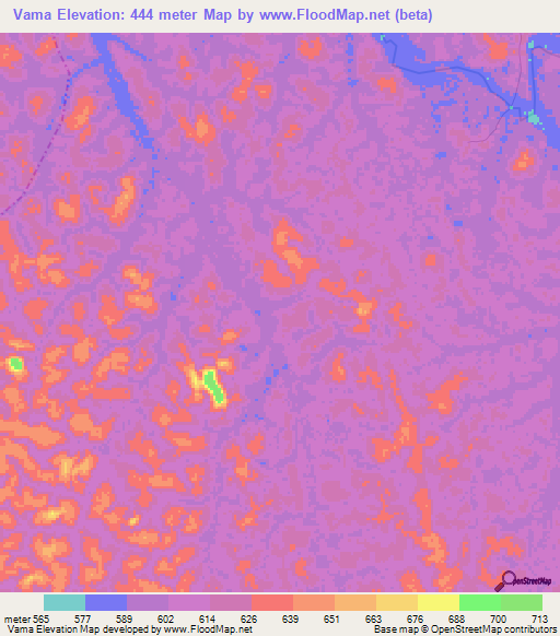 Vama,Gabon Elevation Map
