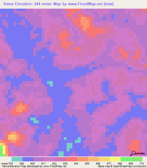 Vama,Gabon Elevation Map