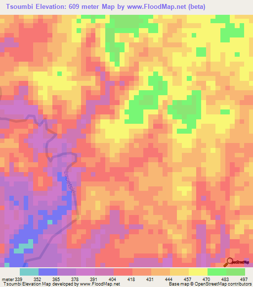 Tsoumbi,Gabon Elevation Map