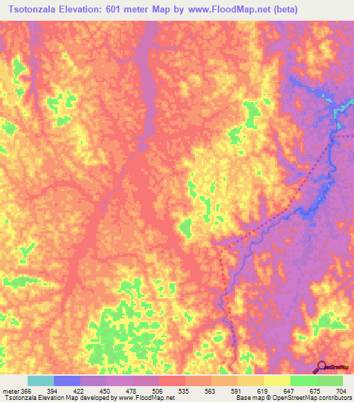 Tsotonzala,Gabon Elevation Map