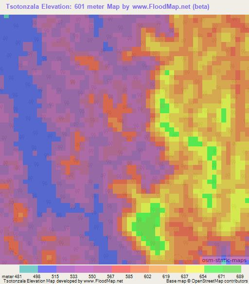 Tsotonzala,Gabon Elevation Map