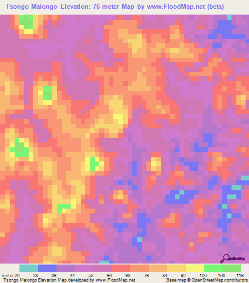 Tsongo Malongo,Gabon Elevation Map