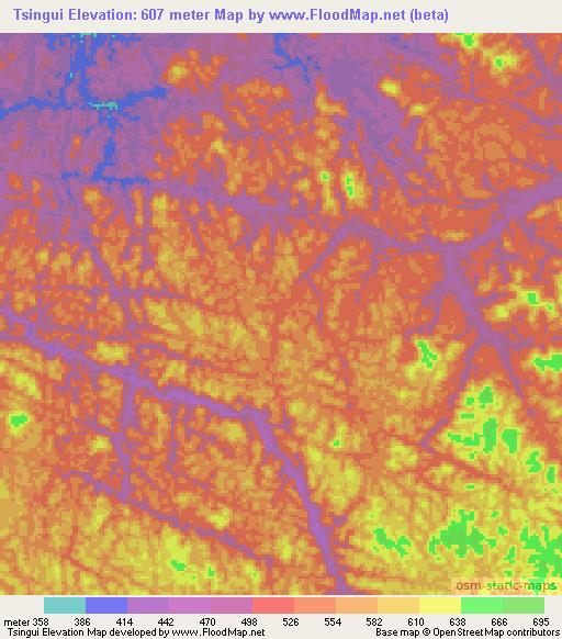 Tsingui,Gabon Elevation Map