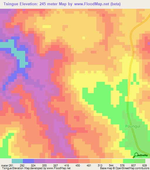 Tsingue,Gabon Elevation Map
