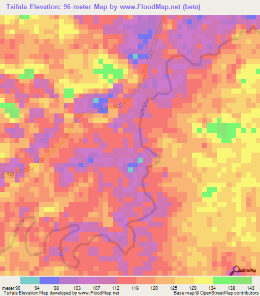 Tsifala,Gabon Elevation Map