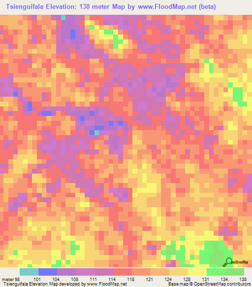 Tsienguifala,Gabon Elevation Map