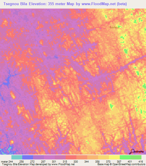 Tsegnou Bila,Gabon Elevation Map